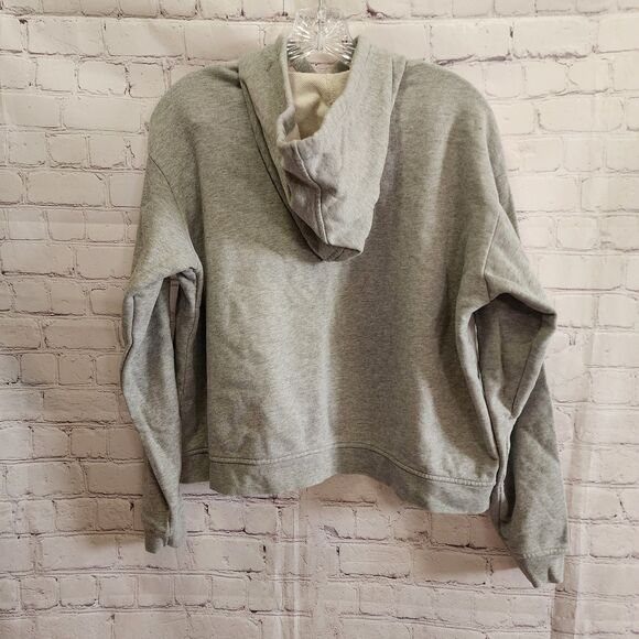 Everlane Hoodie Womens Small Grey Cropped Oversized 100% Human Typography - Picture 2 of 7
